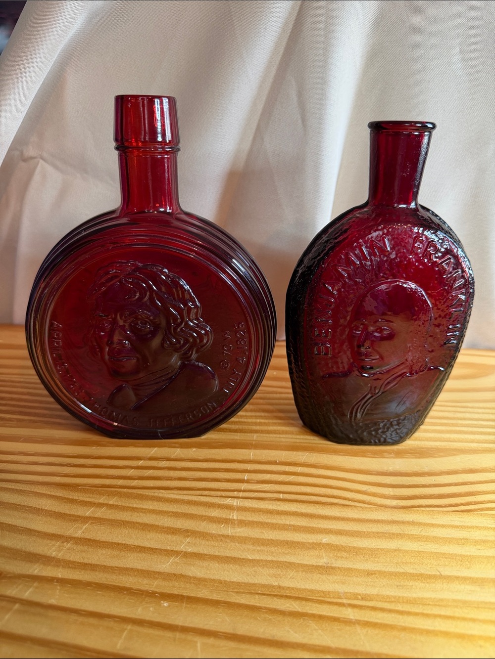 Vtg Wheaton NJ Ruby Red Glass Bottles Lot First Edition Jefferson Franklin